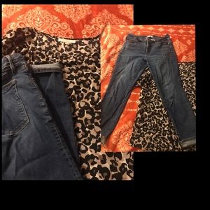 Puff sleeve blouse and jeans from LOFT